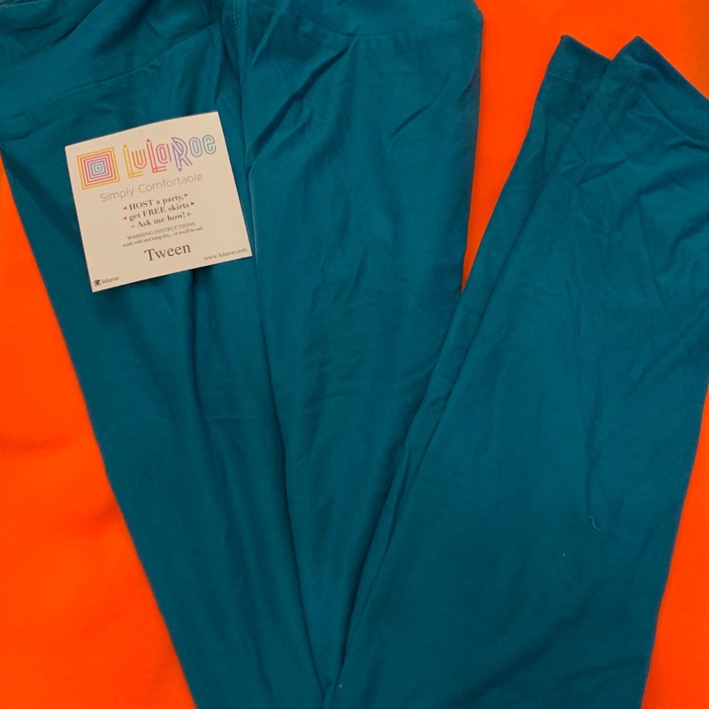 LulaRoe Leggings, color-TEAL BLUE, size TWEEN, NWT